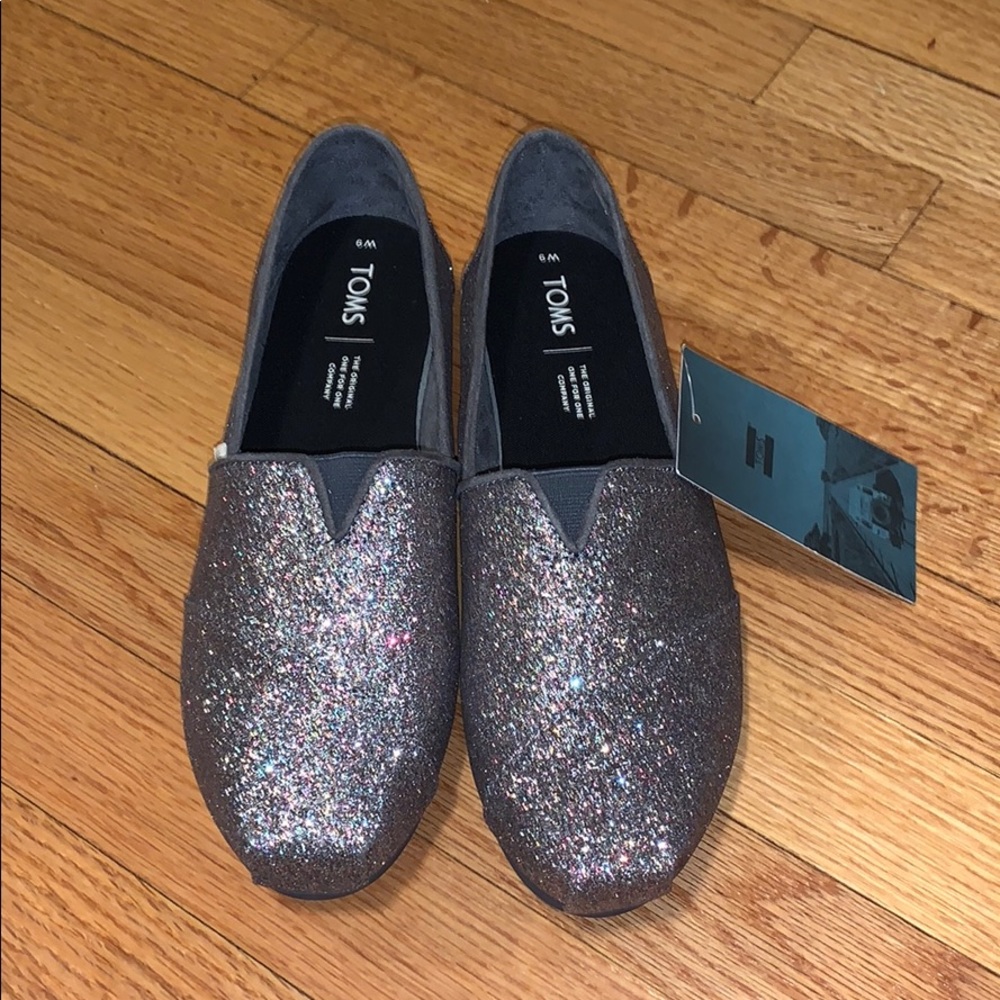 TOMS rainbow glitter flats